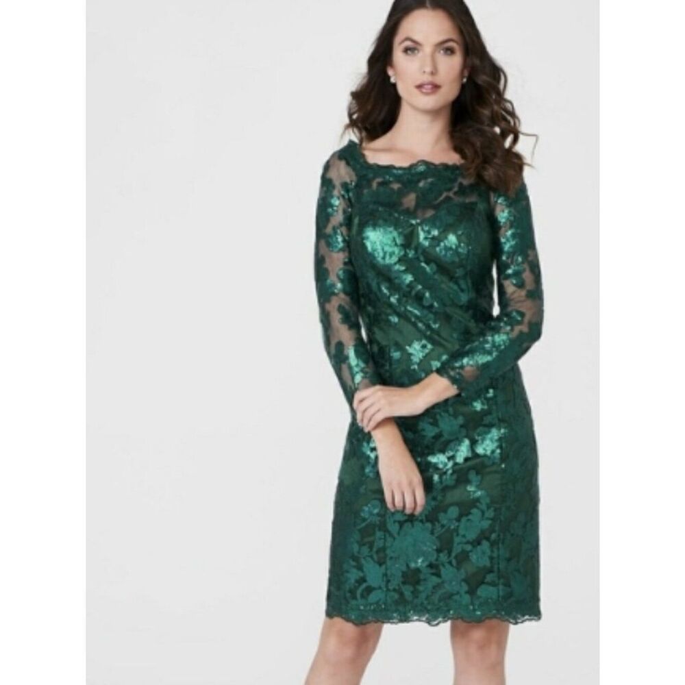 NWT Decode 1.8 Emerald Green Sequin Lace Sheath Dress in Size S